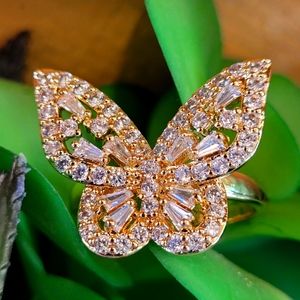 Gold plated butterfly ring (size 10)